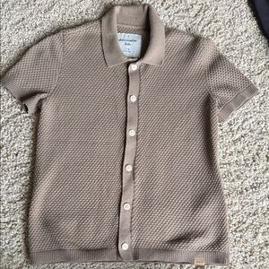 Abercrombie & Fitch Taupe Textured Knit Polo